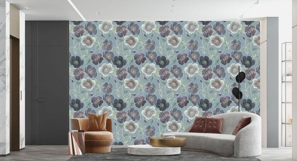 Soft Blue Floral view 1