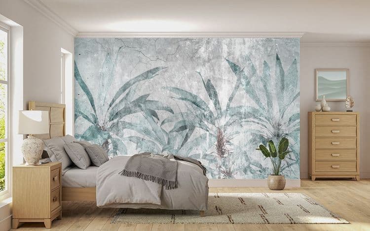 Teal Tropical Leaves