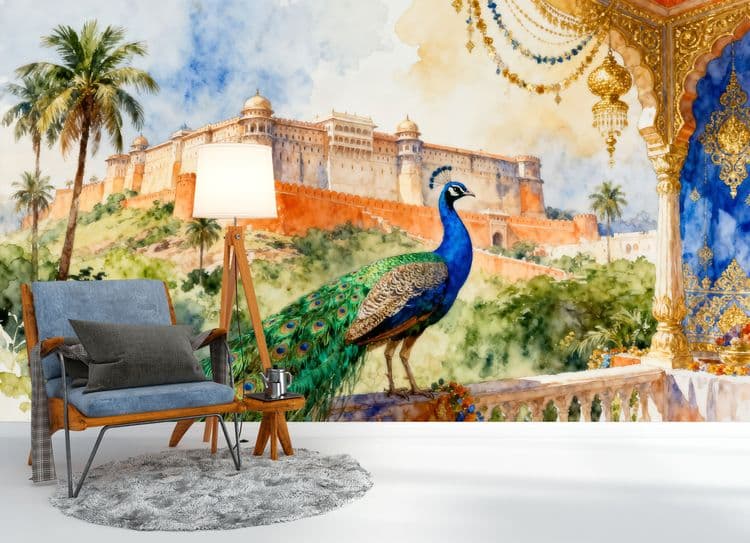The Azure Peacock of Amber Fort