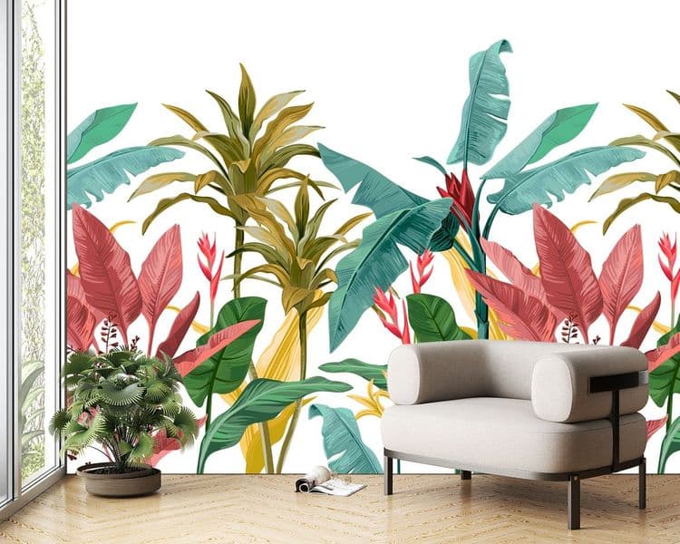 Colorful Tropical Botanical Wallpaper