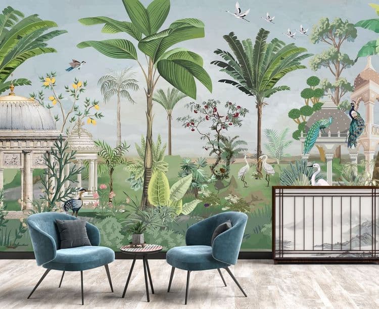Mughal Garden Botanical Mural