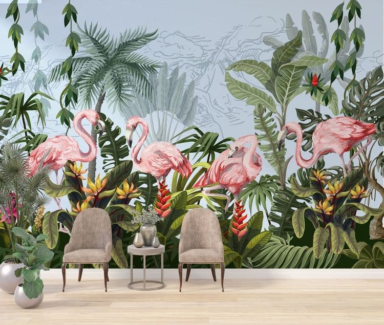 Flamingo Jungle Border