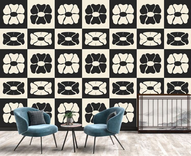 Black & Cream Floral Pattern