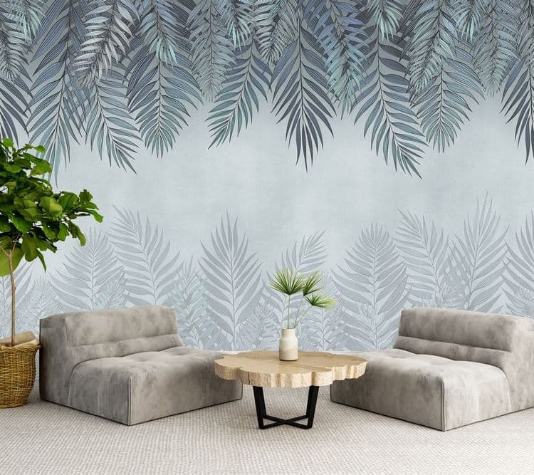 Pale Blue Palm Leaves