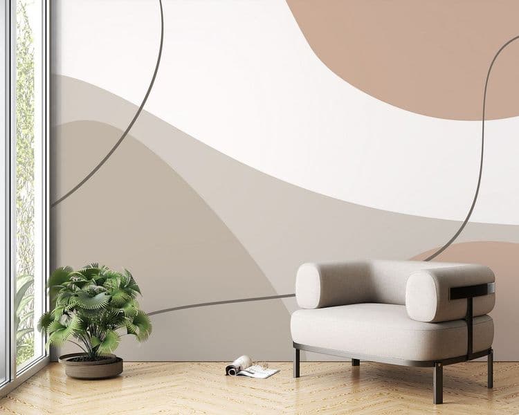 Beige Curved Abstract