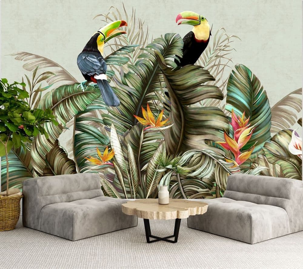 Tropical Birds & Palm Leaves view 1