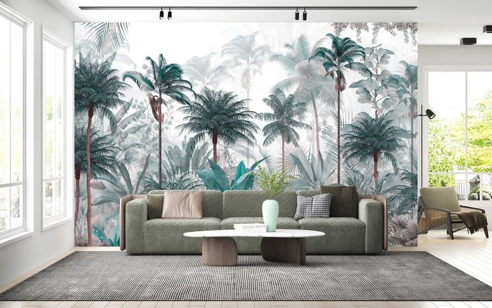 Teal Tropical Trees view 1