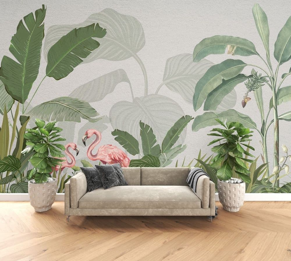 Banana & Flamingo Mural view 1