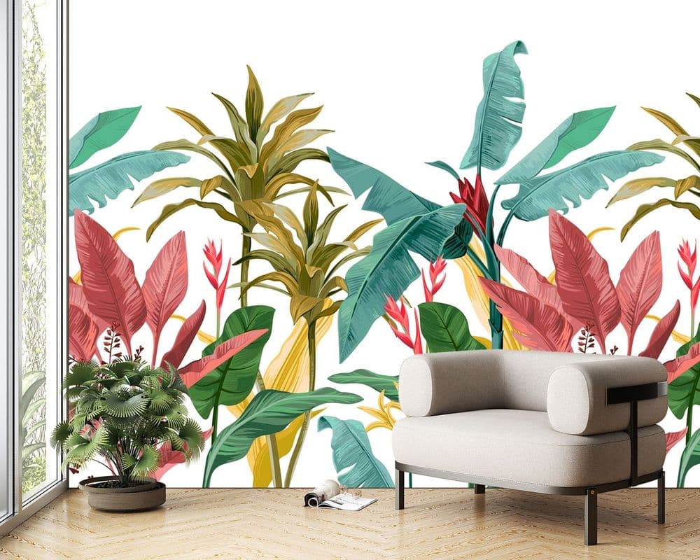 Colorful Tropical Botanical Wallpaper view 1