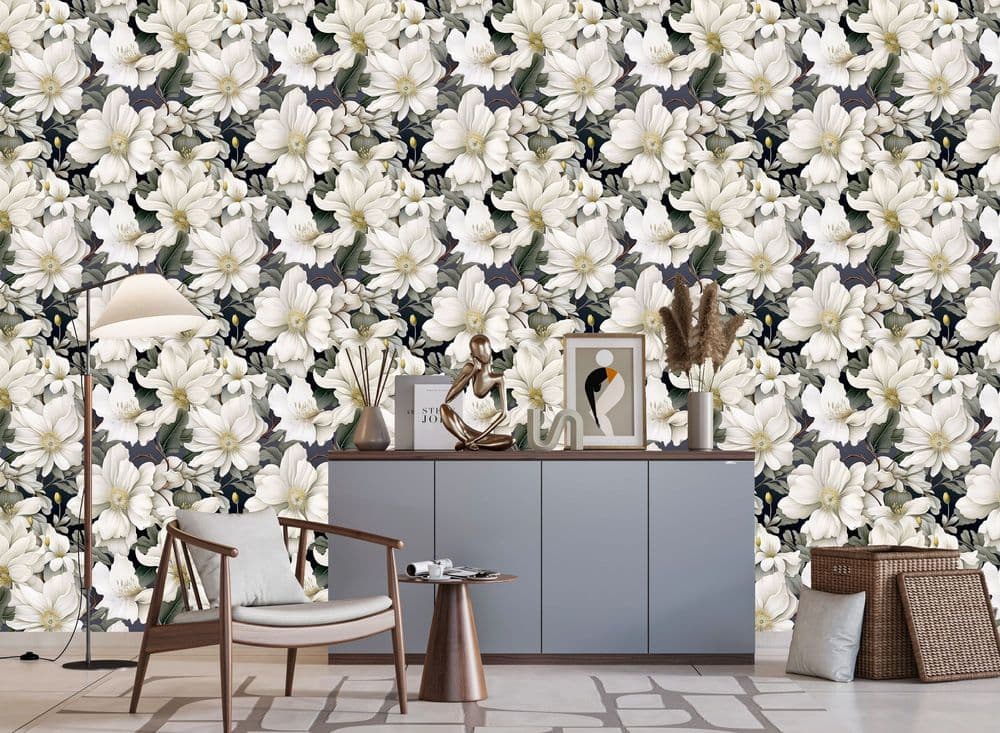 White Floral Texture view 1